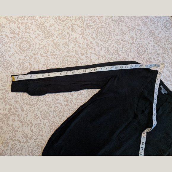 VINCE Black Rib Trim Half Placket Silk Popover Blouse Size 2 - Picture 11 of 13